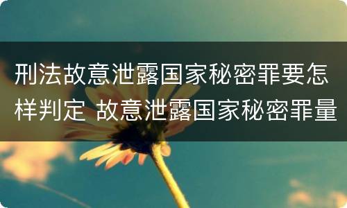 刑法故意泄露国家秘密罪要怎样判定 故意泄露国家秘密罪量刑