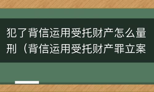 犯了背信运用受托财产怎么量刑（背信运用受托财产罪立案追诉标准）
