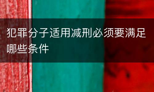 犯罪分子适用减刑必须要满足哪些条件
