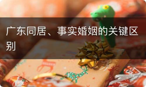广东同居、事实婚姻的关键区别