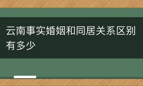 云南事实婚姻和同居关系区别有多少