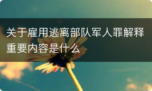 关于雇用逃离部队军人罪解释重要内容是什么