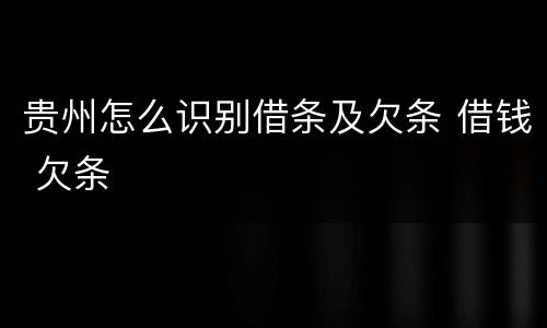 贵州怎么识别借条及欠条 借钱 欠条