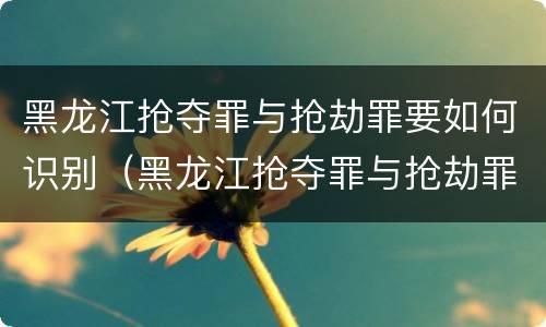 黑龙江抢夺罪与抢劫罪要如何识别（黑龙江抢夺罪与抢劫罪要如何识别认定）