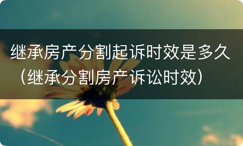 继承房产分割起诉时效是多久（继承分割房产诉讼时效）