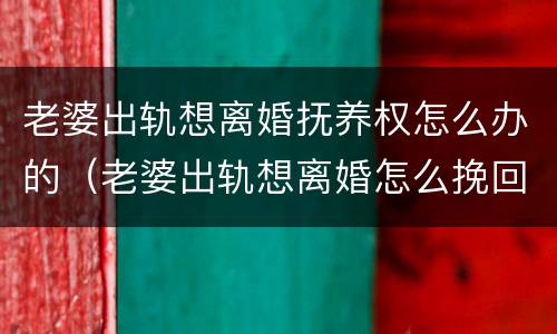 老婆出轨想离婚抚养权怎么办的（老婆出轨想离婚怎么挽回）