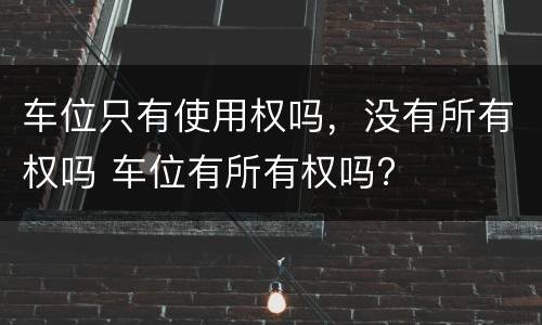 车位只有使用权吗，没有所有权吗 车位有所有权吗?