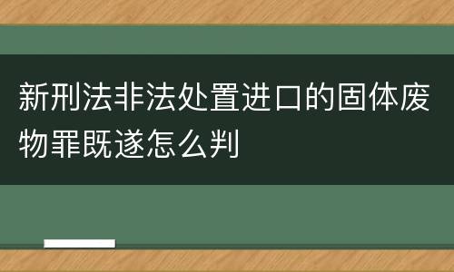 新刑法非法处置进口的固体废物罪既遂怎么判