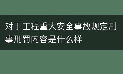 对于工程重大安全事故规定刑事刑罚内容是什么样