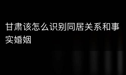 甘肃该怎么识别同居关系和事实婚姻