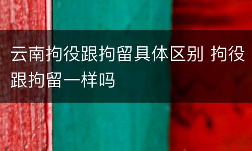 云南拘役跟拘留具体区别 拘役跟拘留一样吗