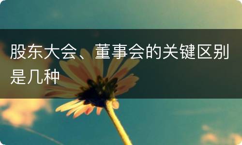 股东大会、董事会的关键区别是几种