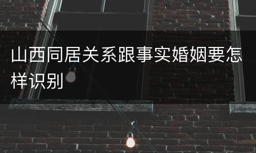 山西同居关系跟事实婚姻要怎样识别