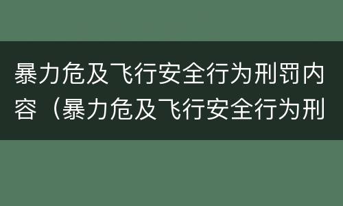 暴力危及飞行安全行为刑罚内容（暴力危及飞行安全行为刑罚内容）
