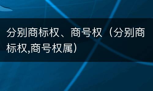 分别商标权、商号权（分别商标权,商号权属）
