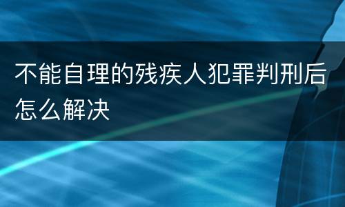 不能自理的残疾人犯罪判刑后怎么解决