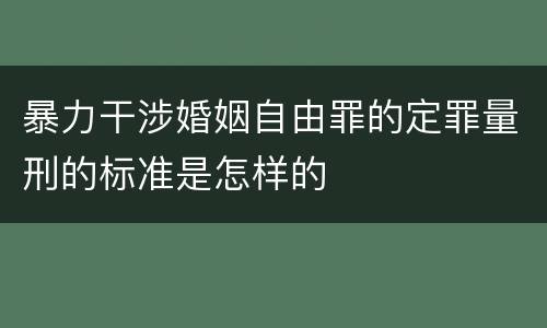 暴力干涉婚姻自由罪的定罪量刑的标准是怎样的