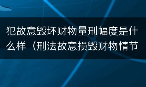犯故意毁坏财物量刑幅度是什么样（刑法故意损毁财物情节严重怎么区分）