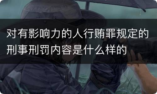 对有影响力的人行贿罪规定的刑事刑罚内容是什么样的