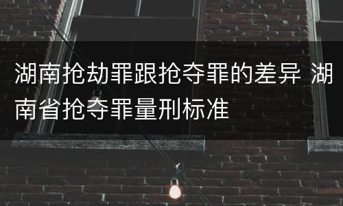 湖南抢劫罪跟抢夺罪的差异 湖南省抢夺罪量刑标准