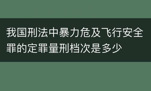 我国刑法中暴力危及飞行安全罪的定罪量刑档次是多少