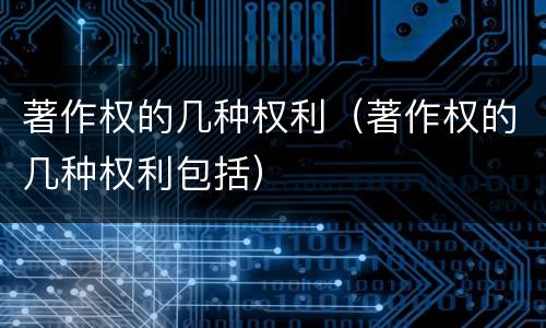 著作权的几种权利（著作权的几种权利包括）