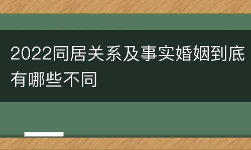 2022同居关系及事实婚姻到底有哪些不同