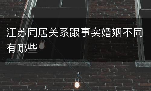 江苏同居关系跟事实婚姻不同有哪些