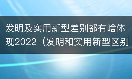 发明及实用新型差别都有啥体现2022（发明和实用新型区别）