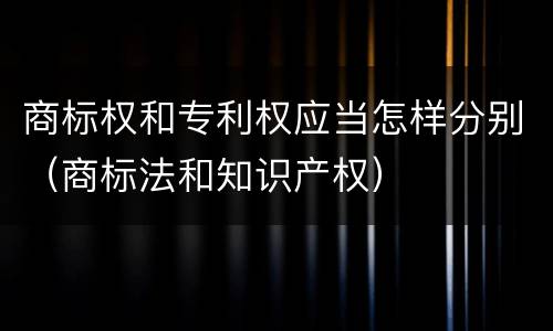 商标权和专利权应当怎样分别（商标法和知识产权）