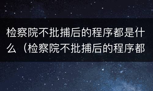检察院不批捕后的程序都是什么（检察院不批捕后的程序都是什么呢）