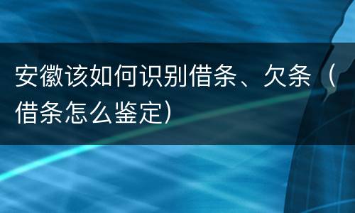 安徽该如何识别借条、欠条（借条怎么鉴定）