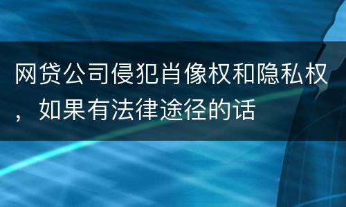 网贷公司侵犯肖像权和隐私权，如果有法律途径的话