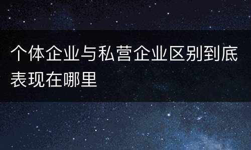 个体企业与私营企业区别到底表现在哪里