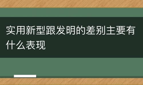 实用新型跟发明的差别主要有什么表现