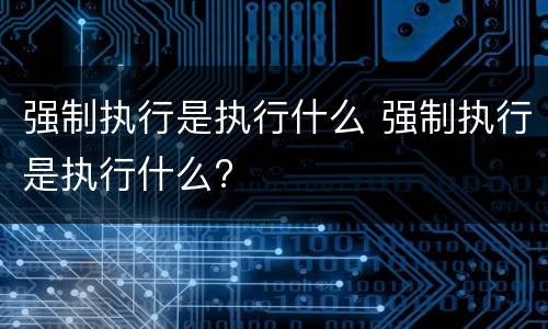 强制执行是执行什么 强制执行是执行什么?
