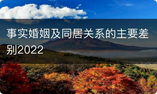 事实婚姻及同居关系的主要差别2022