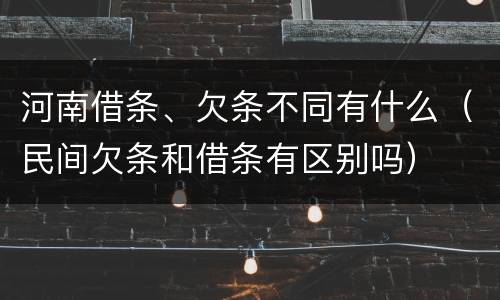 河南借条、欠条不同有什么（民间欠条和借条有区别吗）