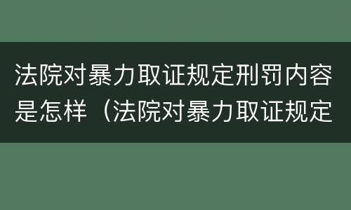 法院对暴力取证规定刑罚内容是怎样（法院对暴力取证规定刑罚内容是怎样的）