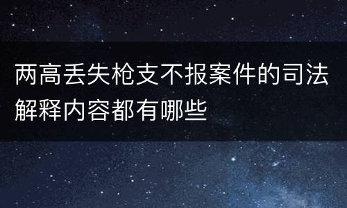 两高丢失枪支不报案件的司法解释内容都有哪些