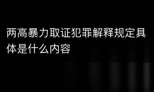 两高暴力取证犯罪解释规定具体是什么内容