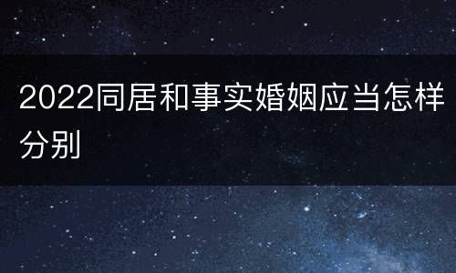2022同居和事实婚姻应当怎样分别