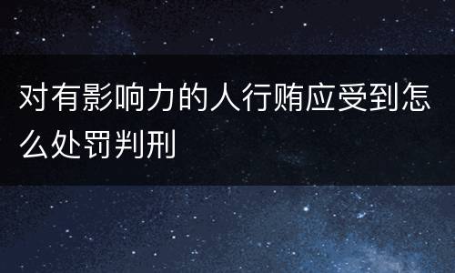 对有影响力的人行贿应受到怎么处罚判刑