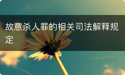 故意杀人罪的相关司法解释规定