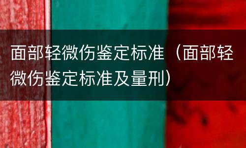 面部轻微伤鉴定标准（面部轻微伤鉴定标准及量刑）