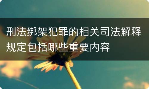 刑法绑架犯罪的相关司法解释规定包括哪些重要内容
