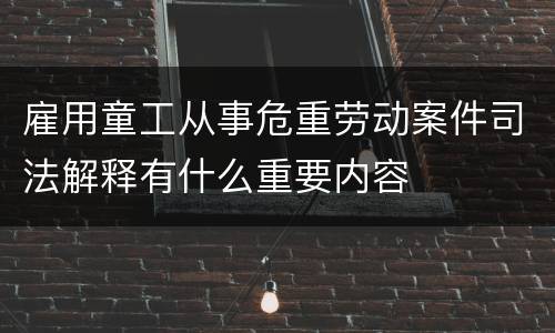 雇用童工从事危重劳动案件司法解释有什么重要内容