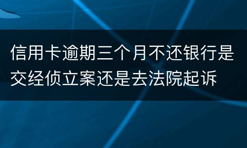 信用卡逾期三个月不还银行是交经侦立案还是去法院起诉