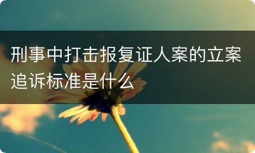 刑事中打击报复证人案的立案追诉标准是什么