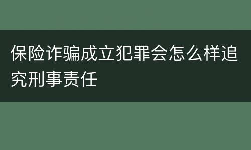 保险诈骗成立犯罪会怎么样追究刑事责任